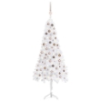 Albero Natale per Angolo con LED e Palline Bianco 210 cm PVC