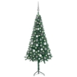 Albero Natale per Angolo con LED e Palline Verde 120 cm PVC