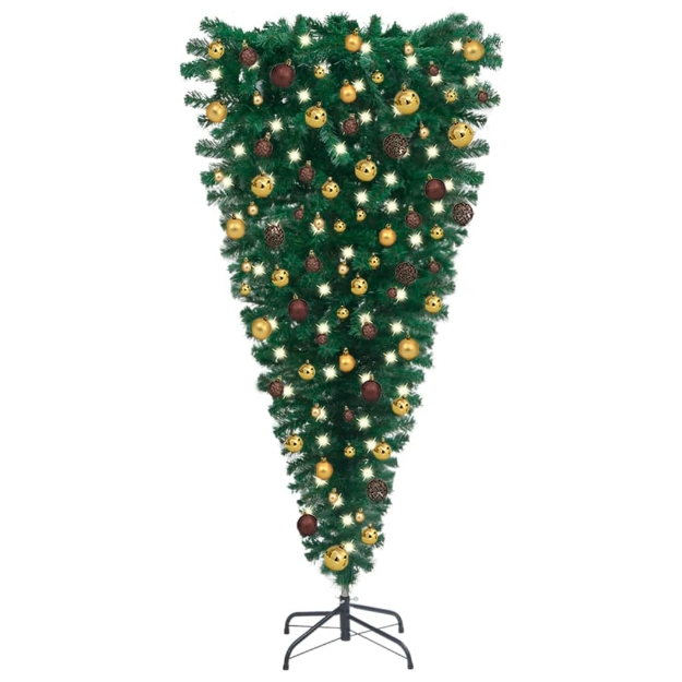 Albero di Natale Capovolto Preiluminato con Palline 240 cm