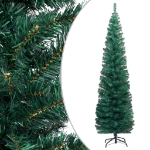 Albero di Natale Artificiale Sottile con Base Verde 210 cm PVC