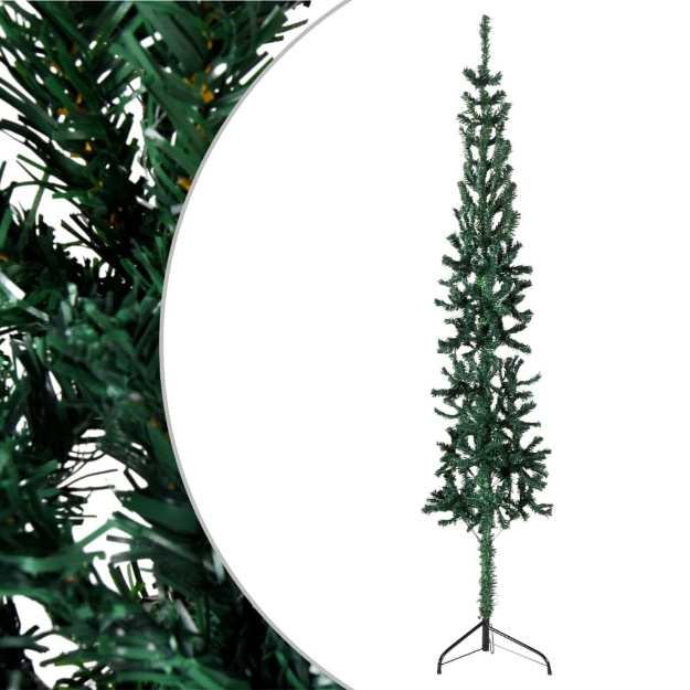 Albero Natale Artificiale Sottile a Metà Supporto Verde 240 cm
