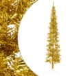 Albero Natale Artificiale Sottile a Metà con Supporto Oro 240cm