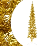 Albero Natale Artificiale Sottile a Metà con Supporto Oro 240cm