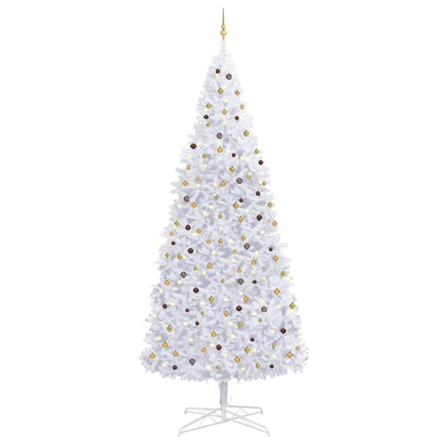 Albero di Natale Preilluminato con Palline e LED Bianco 400 cm