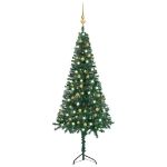 Albero di Natale Angolare con LED e Palline Verde 240 cm in PVC