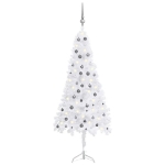 Albero Natale per Angolo con LED e Palline Bianco 240 cm PVC