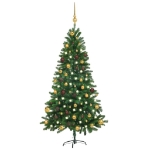 Albero di Natale Preilluminato con Palline Verde 150 cm
