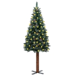 Albero di Natale Sottile con Legno Vero e Neve Verde 150 cm