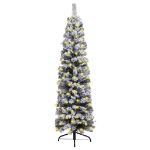 Albero di Natale Sottile con Neve Fioccata Verde 150 cm PVC