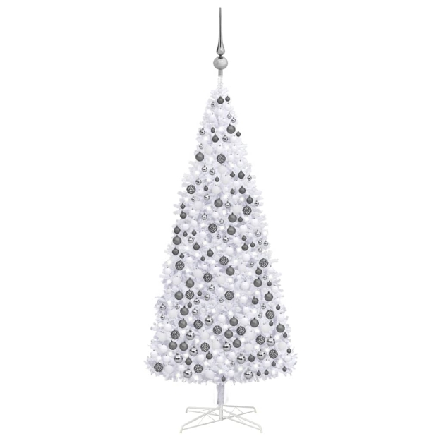 Albero di Natale Preilluminato con Palline e LED Bianco 400 cm