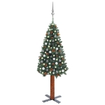 Albero di Natale Sottile Preilluminato Palline Verde 180 cm PVC