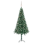 Albero di Natale Angolare con LED e Palline Verde 240 cm in PVC