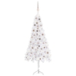 Albero Natale per Angolo con LED e Palline Bianco 240 cm PVC