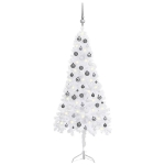 Albero Natale per Angolo con LED e Palline Bianco 150 cm PVC