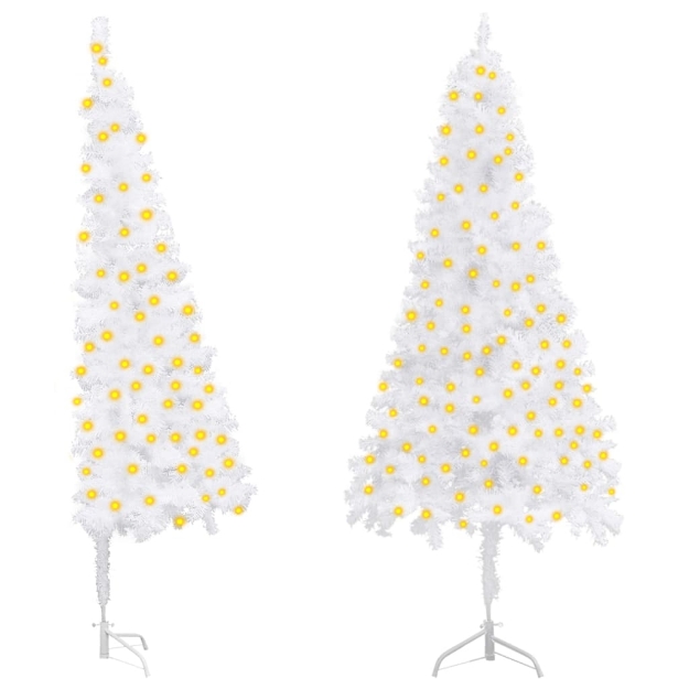 Albero di Natale per Angolo Preilluminato Bianco 210 cm PVC