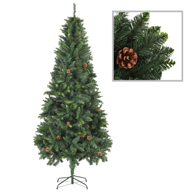 Albero di Natale Artificiale con Pigne Verde 210 cm