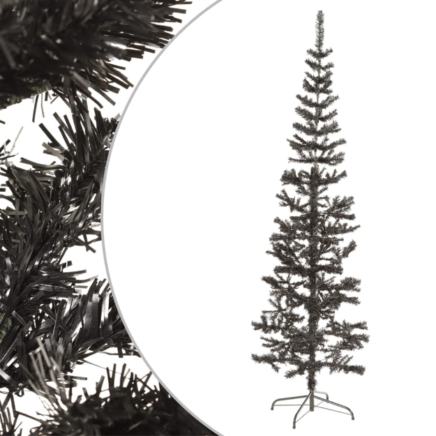 Albero di Natale Sottile Nero 210 cm
