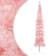 Albero Natale Artificiale Sottile a Metà e Supporto Rosa 240 cm