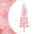 Albero Natale Artificiale Sottile a Metà e Supporto Rosa 180 cm