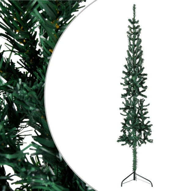 Albero Natale Artificiale Sottile a Metà Supporto Verde 150 cm