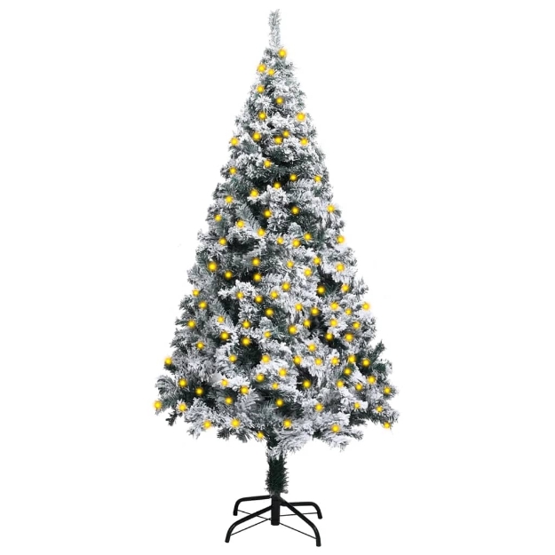 Albero di Natale Artificiale con Neve Fioccata Verde 120 cm PVC