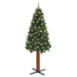Albero di Natale Sottile con Legno Vero e Pigne Verde 150cm PVC