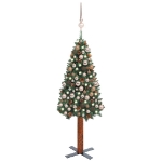 Albero di Natale Sottile Preilluminato Palline Verde 180 cm PVC