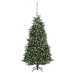 Albero Natale Artificiale con LED Palline Verde 210 cm PVC e PE