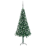 Albero Natale per Angolo con LED e Palline Verde 180 cm PVC