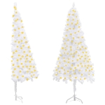 Albero di Natale per Angolo Preilluminato Bianco 180 cm PVC