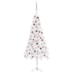 Albero Natale per Angolo con LED e Palline Bianco 150 cm PVC