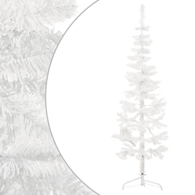 Albero Natale Artificiale Sottile a Metà Supporto Bianco 150 cm
