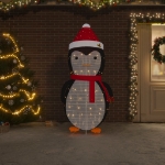 Figura Decorativa Pinguino Natale con LED Tessuto Lusso 180cm