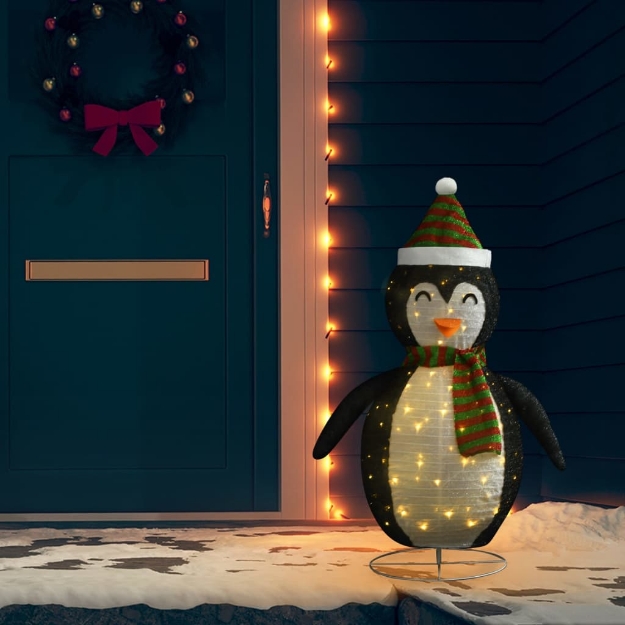 Figura Decorativa Natalizia Pinguino LED Tessuto Pregiato 90 cm
