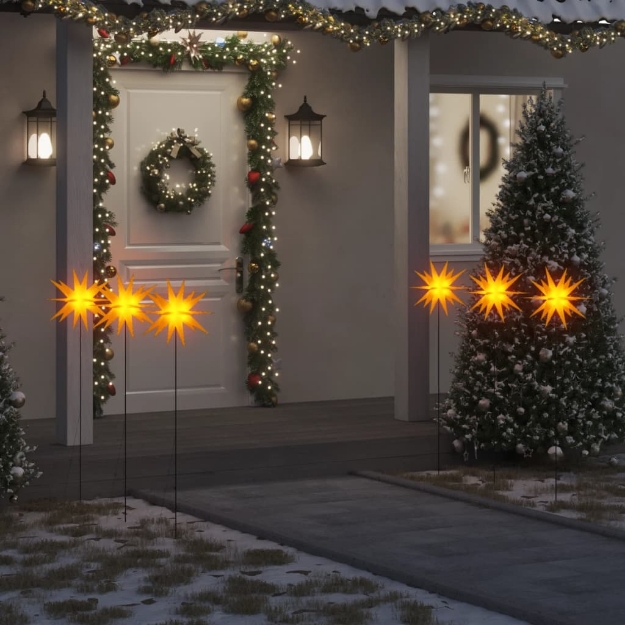 Luci di Natale con Picchi e LED 3 pz Pieghevoli Gialle 35 cm