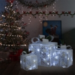 Scatole Regalo Decorative Natale 3pz Bianche da Esterno Interni