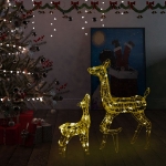 Famiglia di Renne di Natale 160 LED Bianco Caldo in Acrilico
