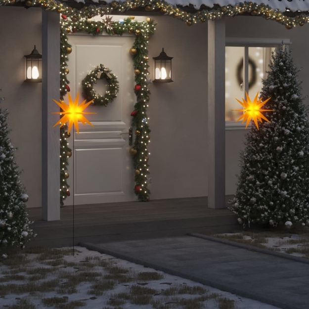 Luce di Natale con Picco Terra e LED Pieghevole Gialla 57 cm