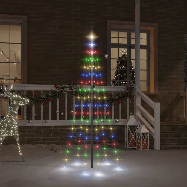 Albero di Natale Pennone Colorato 108 LED 180 cm