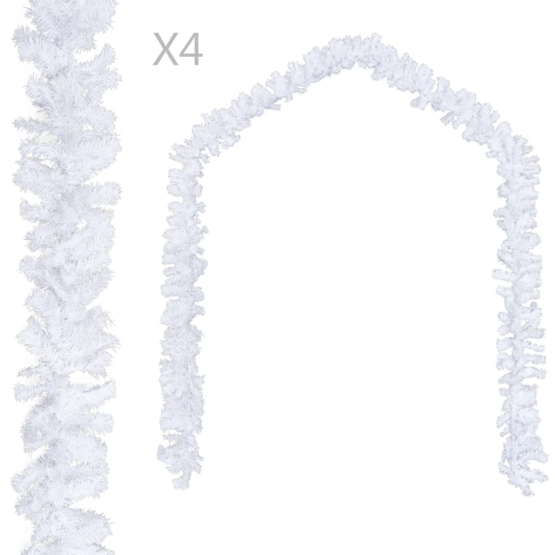 Ghirlande Natalizie 4 pz Bianco 270 cm PVC
