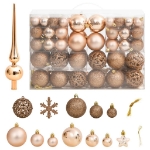 Set Palline di Natale 111 pz Oro Rosa in Polistirene