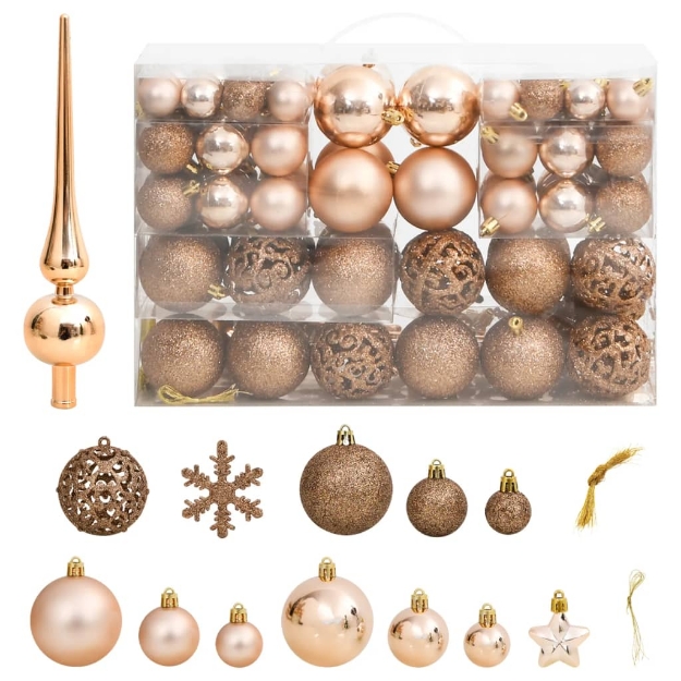 Set Palline di Natale 111 pz Oro Rosa in Polistirene