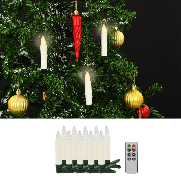 Candele Senza Fili a LED con Telecomando 10 pz Bianco Caldo