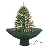 Albero di Natale con Neve e Base a Ombrellone Verde 75 cm
