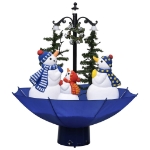 Albero di Natale con Nevicata e Base ad Ombrello Blu 75 cm PVC
