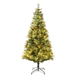 Albero di Natale Preilluminato con Pigne Verde 195 cm PVC e PE