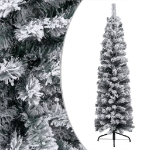 Albero di Natale Sottile con Neve Fioccata Verde 150 cm PVC