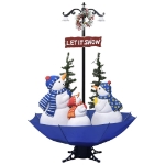 Albero di Natale con Nevicata e Base ad Ombrello Blu 170 cm PVC