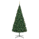 Albero di Natale Preilluminato con Palline e LED Verde 400 cm