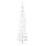 Albero Natale Artificiale Sottile a Metà Supporto Bianco 210 cm